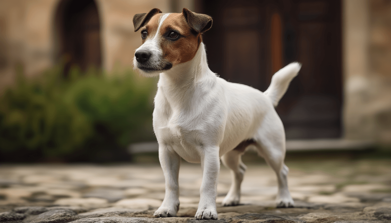 Ritratto storico di un Jack Russell Terrier in posa classica che mostra le caratteristiche originali della razza