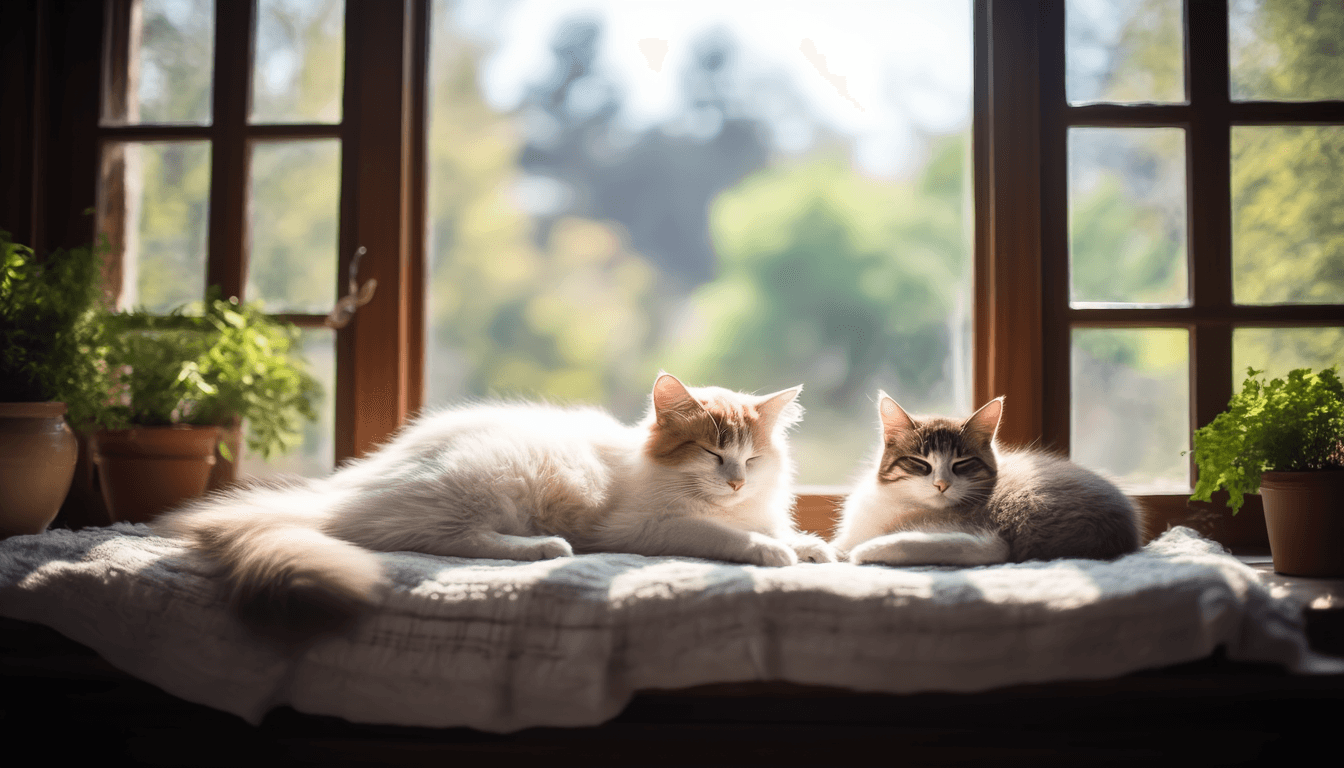 Collage di diverse razze di gatti che fanno le fusa