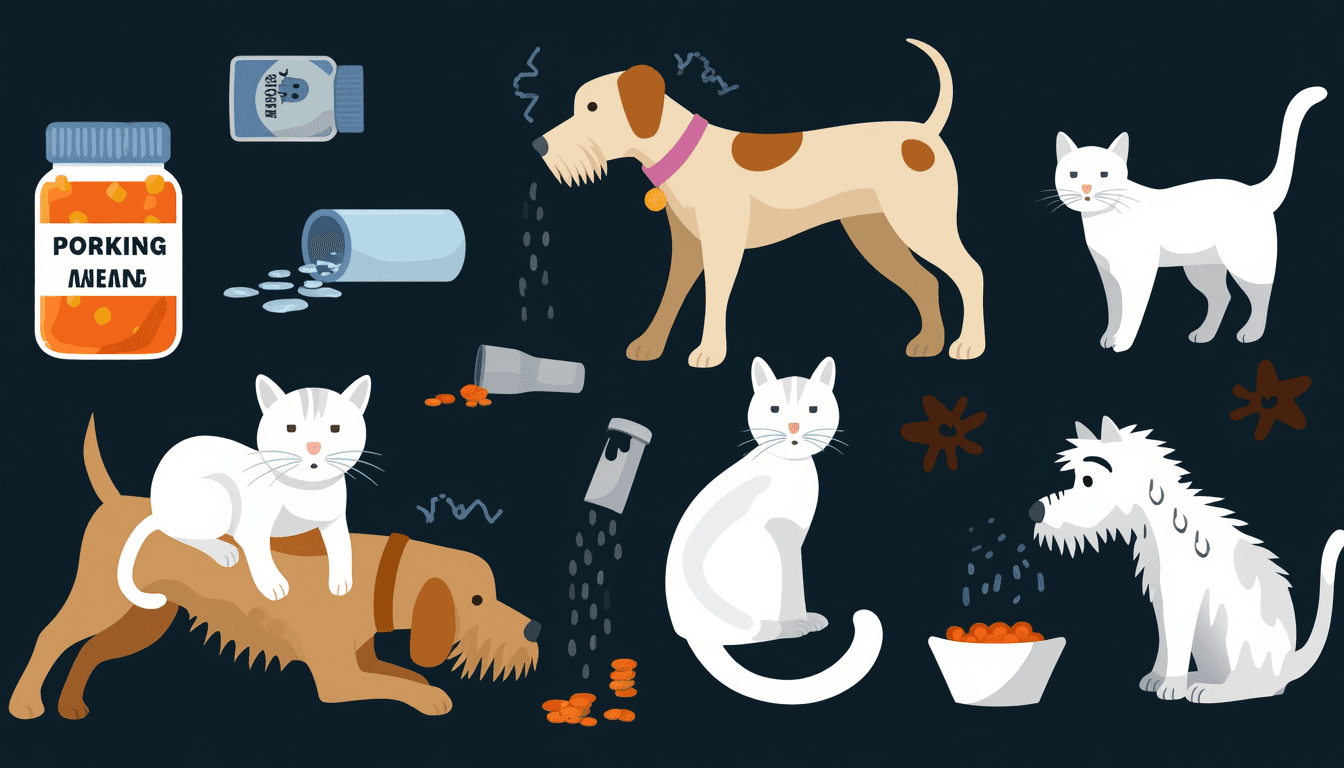 Infografica che mostra i principali sintomi di avvelenamento negli animali domestici