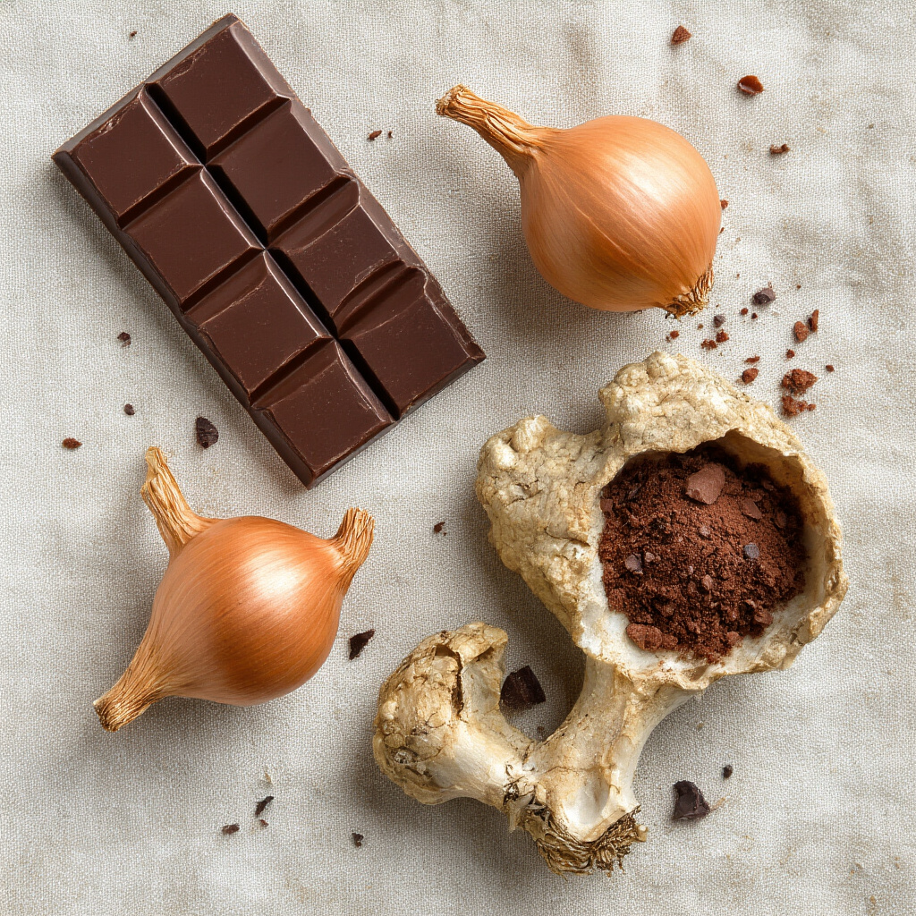 Cibo inappropriato per cani che può causare gastrite: cioccolato, cipolle, ossa cotte