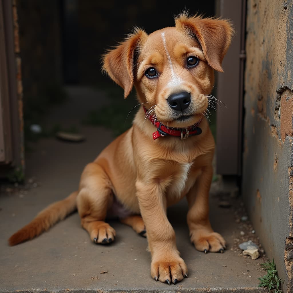 Proprietario che regola la pettorina su un cane per assicurare la misura corretta