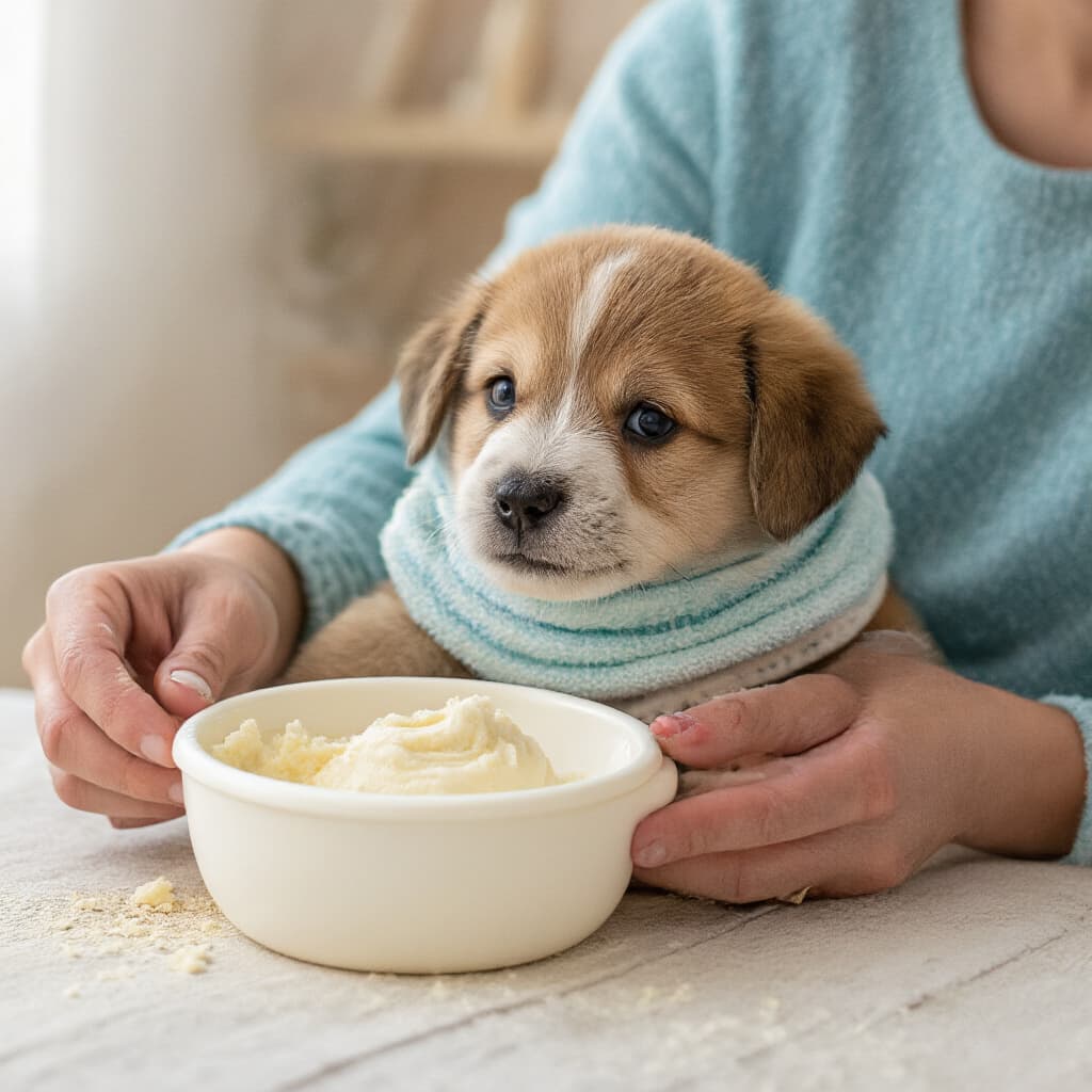 Ciotola con pastone per svezzamento cuccioli dalla consistenza morbida