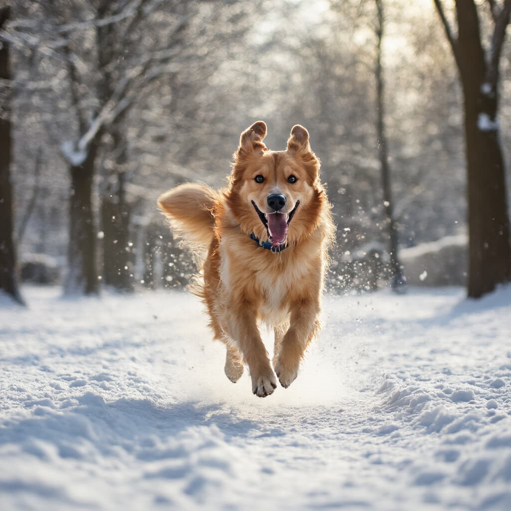 Cane energico che corre felice in un parco durante una sessione di addestramento