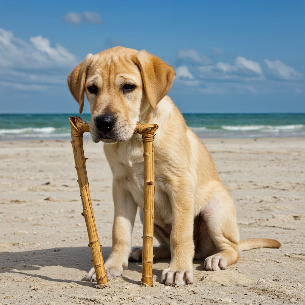 Cane che si gratta l'orecchio con la zampa posteriore